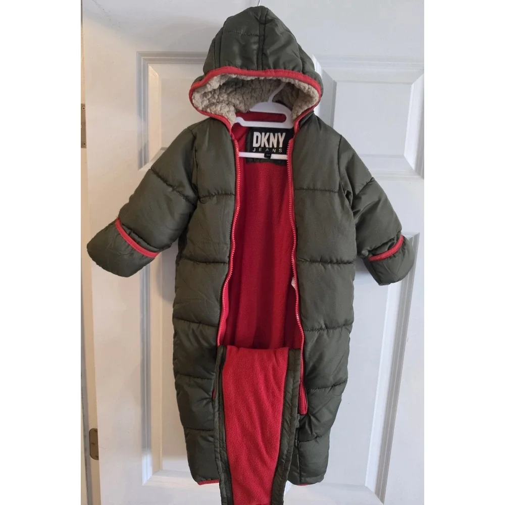DKNY Jeans baby/toddler one-piece puffer snowsuit in size 18 months.